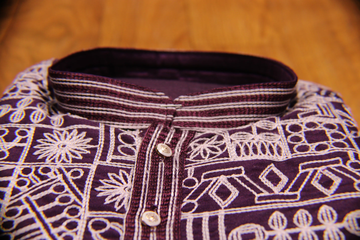 Traditional Embroidered Heavy Deep Purple Men's Kurta