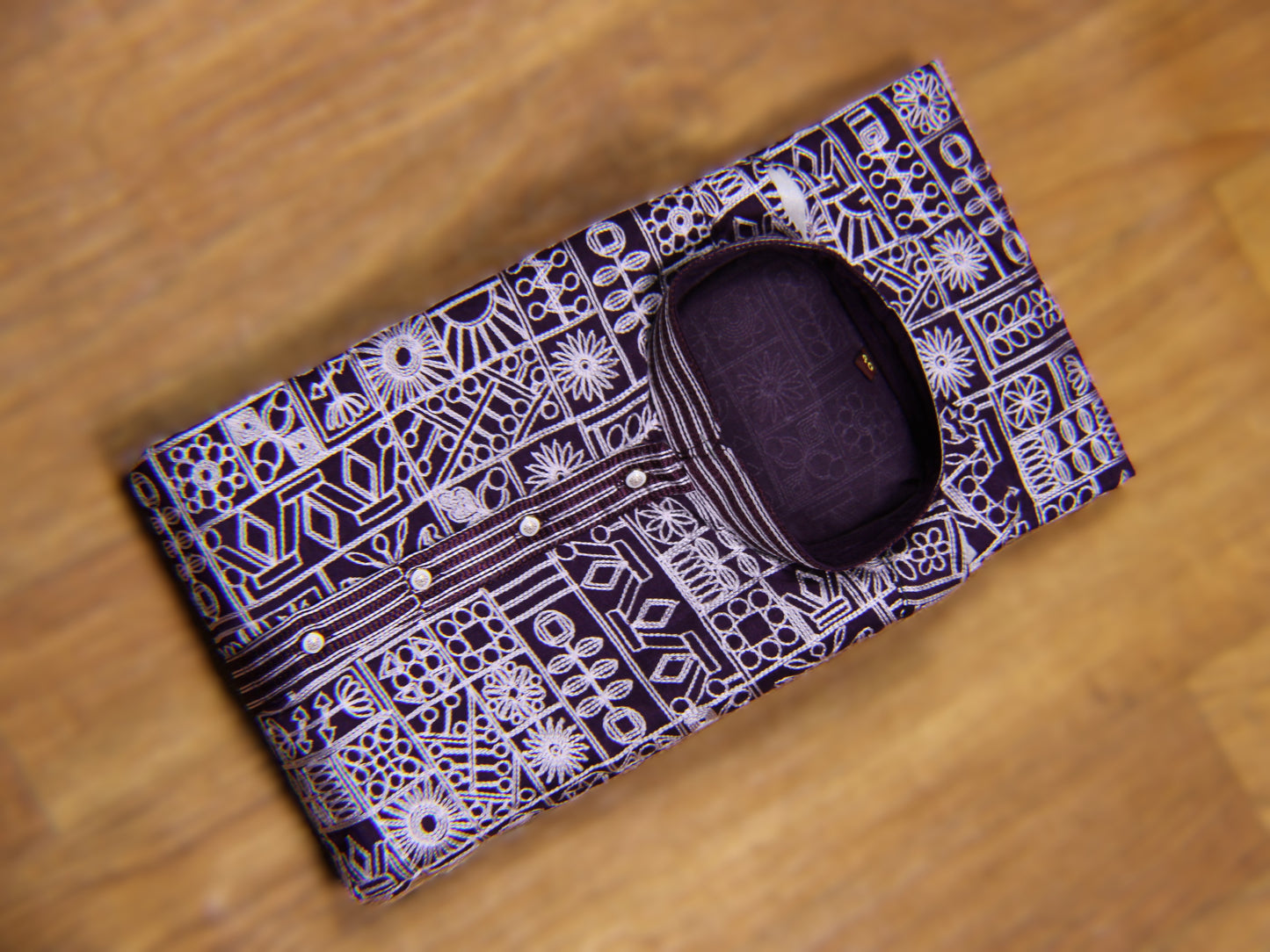 Traditional Embroidered Heavy Deep Purple Men's Kurta