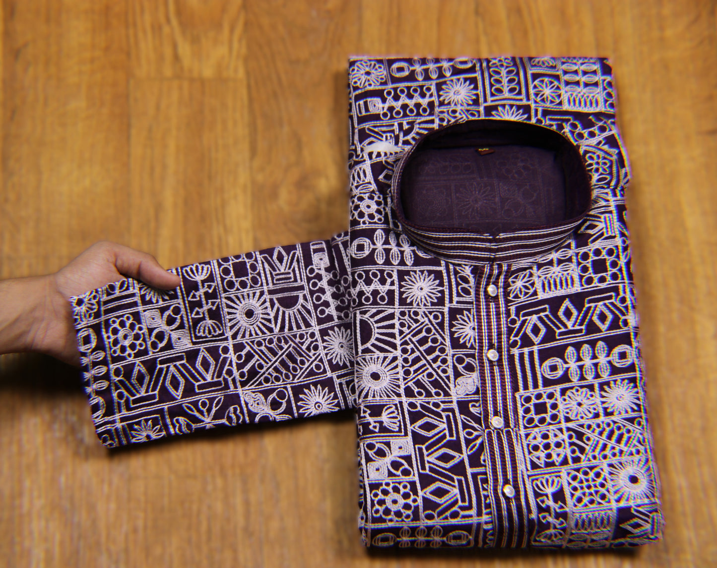 Traditional Embroidered Heavy Deep Purple Men's Kurta