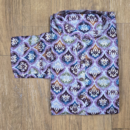 Purple Cotton Multicolor Printed Men's Kurta