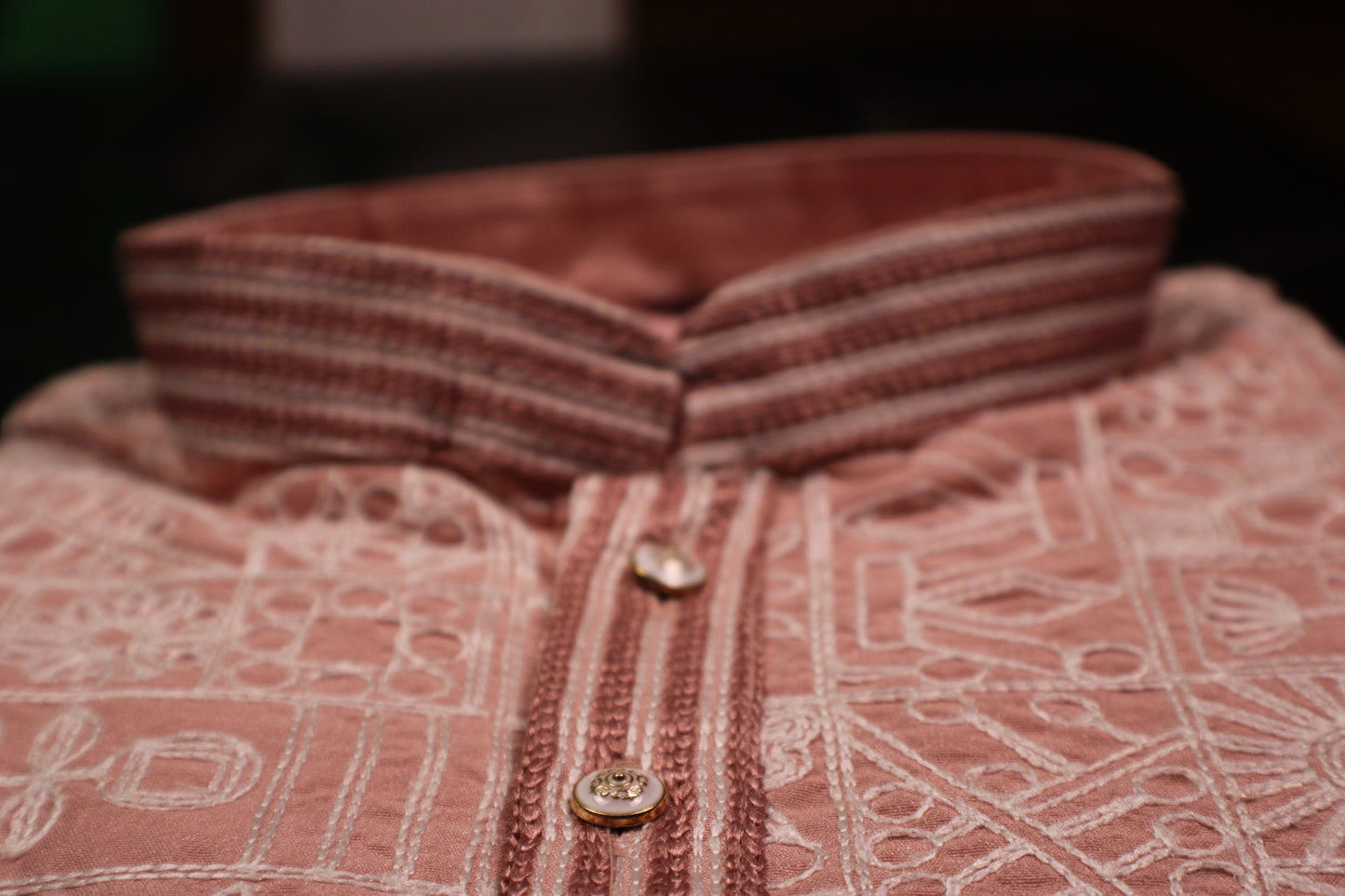 Traditional Embroidered Heavy Pink Men's Kurta