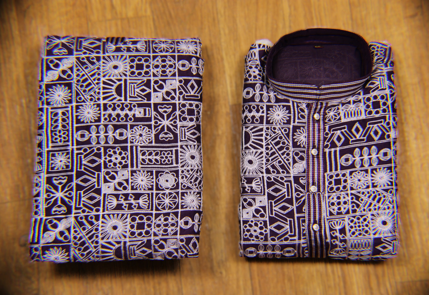 Traditional Embroidered Heavy Deep Purple Men's Kurta