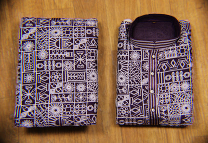 Traditional Embroidered Heavy Deep Purple Men's Kurta