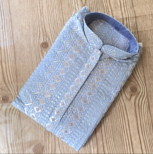Blue Pastel Premium Embroidered Men's Kurta